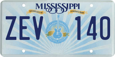MS license plate ZEV140