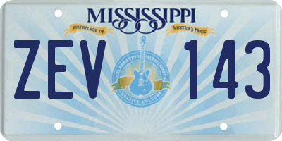 MS license plate ZEV143