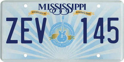 MS license plate ZEV145