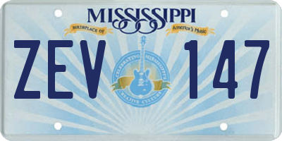 MS license plate ZEV147