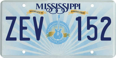 MS license plate ZEV152