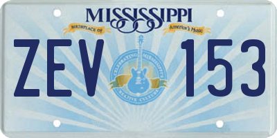 MS license plate ZEV153