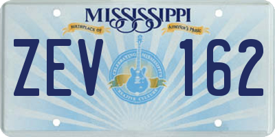 MS license plate ZEV162