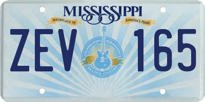 MS license plate ZEV165