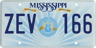 MS license plate ZEV166