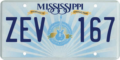 MS license plate ZEV167