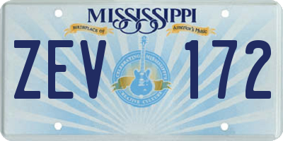 MS license plate ZEV172