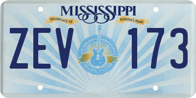 MS license plate ZEV173