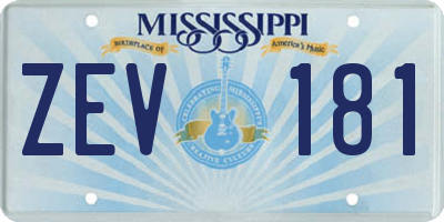 MS license plate ZEV181