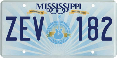 MS license plate ZEV182