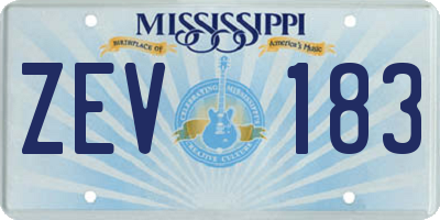 MS license plate ZEV183