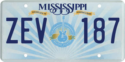 MS license plate ZEV187