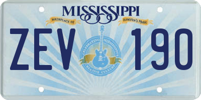 MS license plate ZEV190