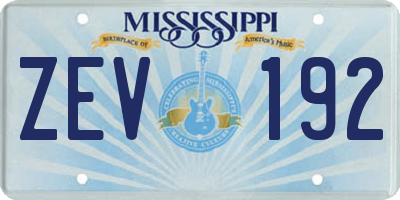 MS license plate ZEV192
