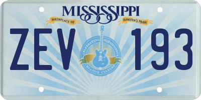 MS license plate ZEV193