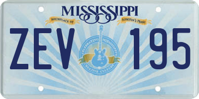 MS license plate ZEV195