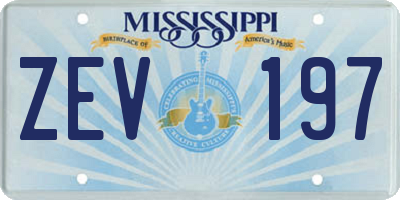 MS license plate ZEV197