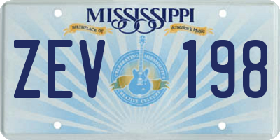 MS license plate ZEV198