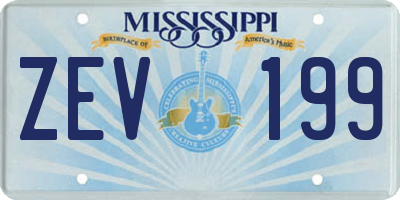 MS license plate ZEV199