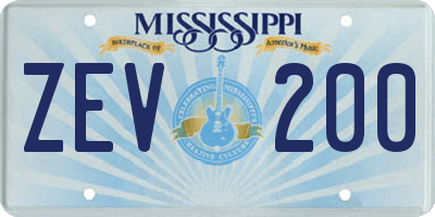 MS license plate ZEV200