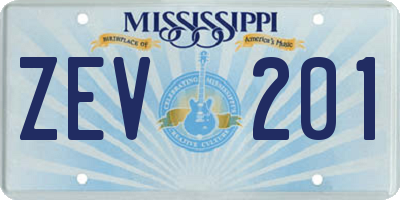 MS license plate ZEV201