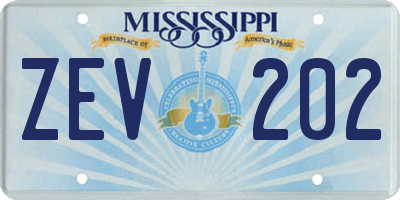 MS license plate ZEV202