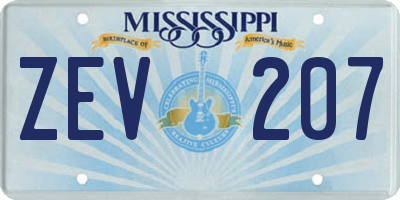 MS license plate ZEV207