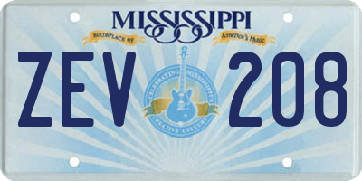MS license plate ZEV208