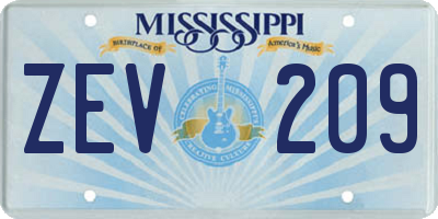 MS license plate ZEV209