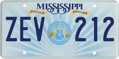 MS license plate ZEV212