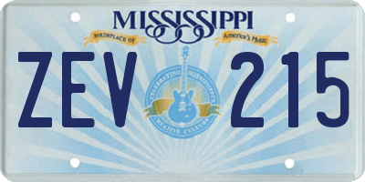 MS license plate ZEV215