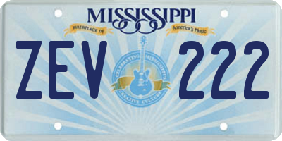 MS license plate ZEV222