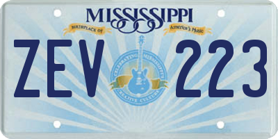 MS license plate ZEV223