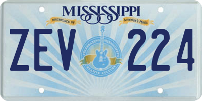 MS license plate ZEV224