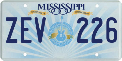 MS license plate ZEV226