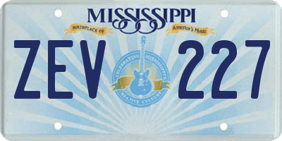 MS license plate ZEV227