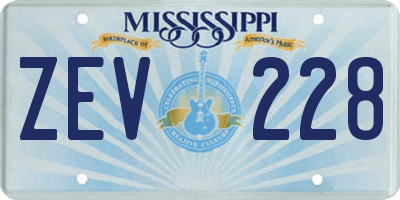 MS license plate ZEV228