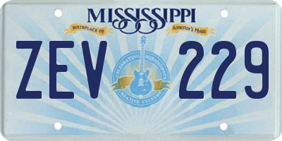 MS license plate ZEV229