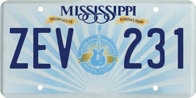 MS license plate ZEV231