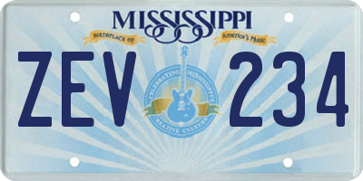 MS license plate ZEV234