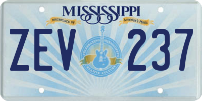 MS license plate ZEV237