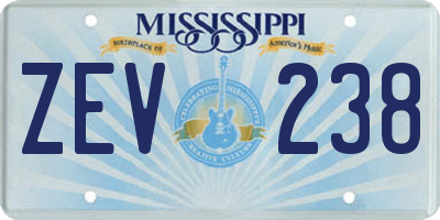 MS license plate ZEV238