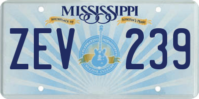 MS license plate ZEV239