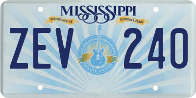 MS license plate ZEV240