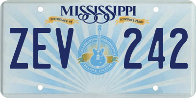 MS license plate ZEV242