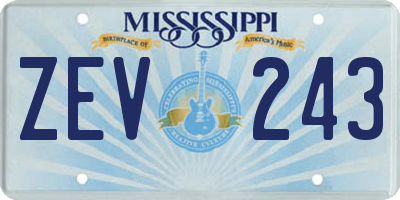 MS license plate ZEV243