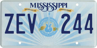 MS license plate ZEV244