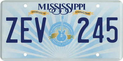 MS license plate ZEV245