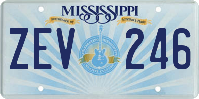 MS license plate ZEV246
