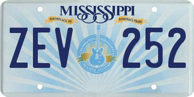 MS license plate ZEV252